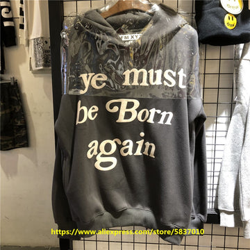 ye must be Born again Hoodie CPFM XYZ KIDS SEE GHOSTS Hoodies Asian Size Kanye West Sweatshirts High Quality Pullovers