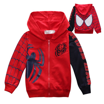 Spring Summer Cartoon Spiderman Baby Boy Hoodie Sweater Jackets Children Zip Coats Sweatshirts Kids Cotton Sports Tops Clothes