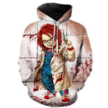 Horror Movie Chucky Hoodies Style Men Brand Fashion 3d Print Pattern Sweatshirts Autumn Long Sleeve Hip Hop Pullover Plus Size