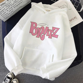 Bratz Letter Hoodie Sweatshirt Harajuku Women Popular Pink Fashion HipHop Clothes Aesthetic Oversized Hoodies Pure Cotton