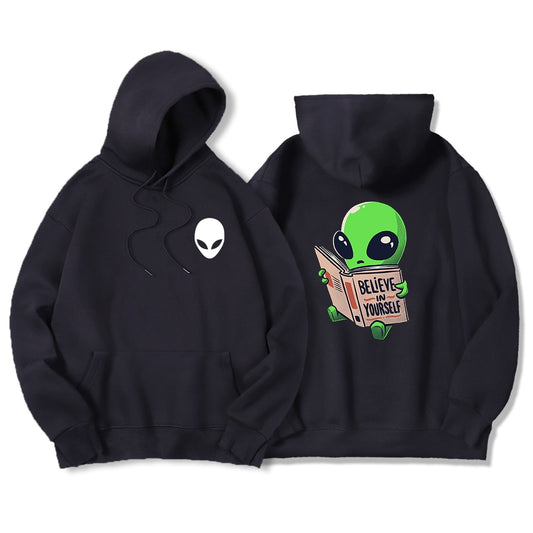 Cartoon Alien Believe In Yourself Hoodies Men Funny Hip Hop Sweatshirts Autumn Cool Casual Hooded Male Fashion Harajuku Hoodie