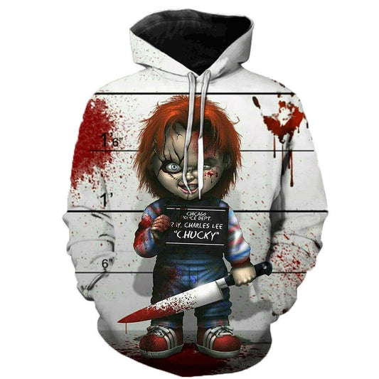 Horror Movie Chucky Hoodies Style Men Brand Fashion 3d Print Pattern Sweatshirts Autumn Long Sleeve Hip Hop Pullover Plus Size