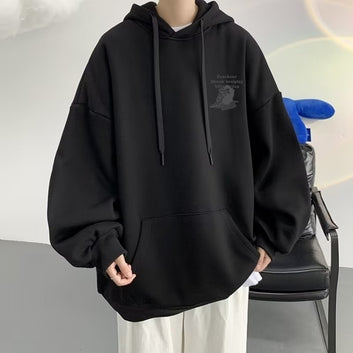 Cartoon Lonely Boy Print Hoodies Men Loose Thin Y2K Hoodie Spring Tops Pullover Hoody Streetwear Fashion Casual Sweatshirt