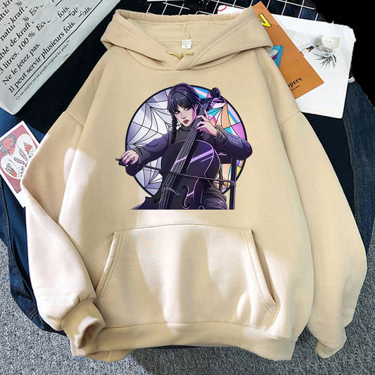 TV Show Funny Wednesday Addams Hoodies Oversize Casual Loose Male Sweatshirts Fleece Fashion Pullover Streetwear Soft Men Hoodie