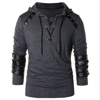 Adult Men Autumn Coat Drawstring Pullover Hoodie Oversized Long Sleeve Casual Sweatshirt