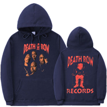 Death Row Records Double Sided Graphic Hoodie Rapper Tupac 2pac Streetwear Snoop Dogg Sweatshirt Men Women Hip Hop Style Hoodies