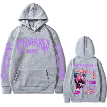 Anime Chainsaw Hoodies Power Double Sided Printed Hooded Sweatshirt Men Women Oversized Unisex Fashion Casual Tops