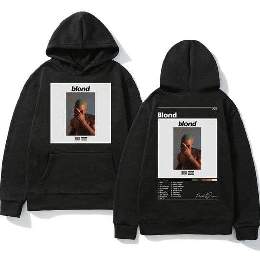 Blond Frank Ocean Hip Hop Oversized Hoodie Fashion Double-sided Print Sweatshirt Men's Streetwear Black Fleece Pullover Hoodies