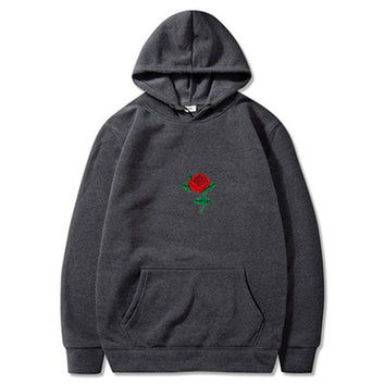 Harajuku Hoodie Sweatshirt Men Fashion Streetwear Rose flower Print Hoodies Tops Pullover mens hoody Hooded Sweatshirt clothes