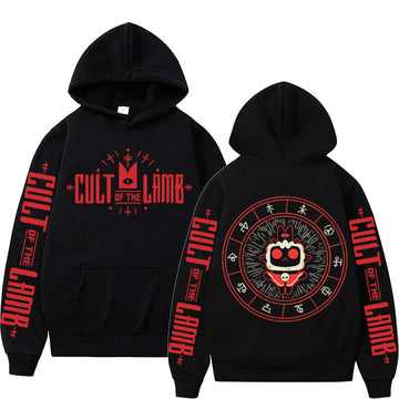 Anime Cartoon Game Cult of The Lamb Double Sided Graphic Hoodie Men Women Fleece Cotton Oversized Sportswear  Funny Sweatshirt