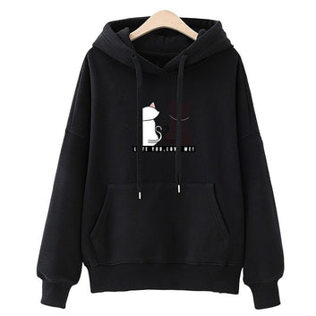 2022 Streetwear Hoodies Women Sweatshirt Autumn Spring Long Sleeve Harajuku Cute Cat Print Female Casual Pullover sudadera mujer