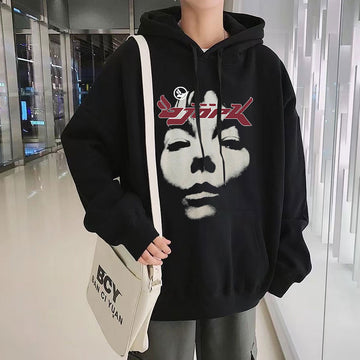 90s Vintage Bjork Look Music Album Print Hooded Men Women Winter Long Sleeve Loose Hip Hop Men&#39;s Sweatshirt Sports Hoodies