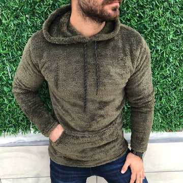 Men Fleece Hoodie Coats Autumn Male Hoody Long Sleeve Pocket Solid Pullover Sweatshirts FYY-1029