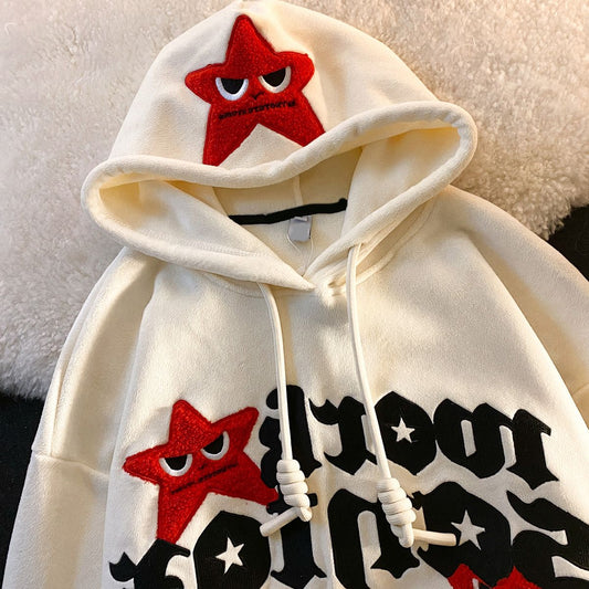 Y2k Hooded Sweatshirt Hip Hop Five Pointed Star Oversized Hoodie Men Women 2023 New Fashion Casual Punk Loose Jacket Streetwear