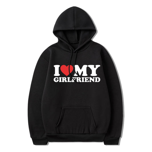 Funny I Love Heart My Girlfriend Hoodie Men Women Casual Sweatshirts Oversized Long Sleeve Fleece Pullover Harajuku Streetwear