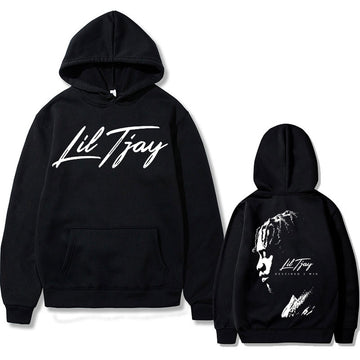 Rapper Lil Tjay Destined 2 Win Double Sided Print Hoodie Man Black Cotton Sweatshirt Men Women Fashion Oversized Hip Hop Hoodies