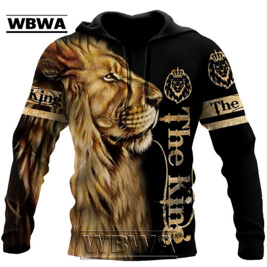 2022 Street 3D Tiger Print Hoodie Men's Fashion Casual Hooded Sweatshirt Hip Hop Harajuku Pullover Large Top