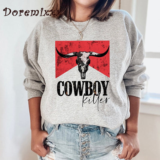 Cowboy Killer Hoodies Sweatshirts Woman Fashion Women's O Neck Long-Sleeve Hooded Sweatshirt Brand Hoody Casual Tops Pullover