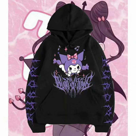 HOUZHOU Cartoon Hoodies Kawaii Gothic Harajuku Oversized Sweatshirt Kpop Graphic Y2k Hoodie Fashion Streetwear Long Sleeve Tops