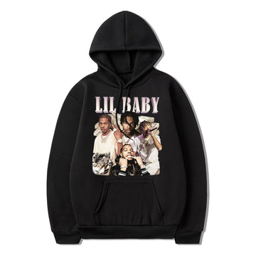 Hip Hop Rapper Lil Baby Hoodie Men&#39;s Vintage Graphic Sweatshirts Gothic Clothes Long Sleeve Pullovers Streetwear Harajuku Unisex