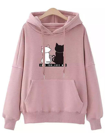 Streetwear Hoodies Women Sweatshirt Autumn Long Sleeve Hoodies Harajuku Hoodie Cute Cat Print Sweatshirt Women sudadera mujer