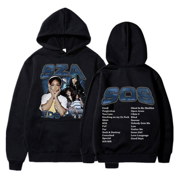 Singer SZA Music Album SOS Graphic Hoodie Men Women Fashion Vintage Oversize Hoodies Hip Hop Harajuku Sweatshirts Streetwear