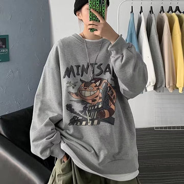 Men Women Sweatshirts  Long Sleeve Anime Cat Cartoon Pullover Streetwear 2022 Autumn Winter Fashion Harajuku Oversized Hoodies