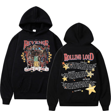 Revenge Hip Hop Oversized Graphic Hoodie Unisex Rapper Basketball Boy Hoodies Heaven Painting Skeleton Skull Flame Sweatshirts