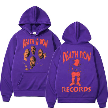 Death Row Records Double Sided Graphic Hoodie Men Women Hip Hop Style Hoodies Snoop Dogg Sweatshirt Rapper Tupac 2pac Streetwear