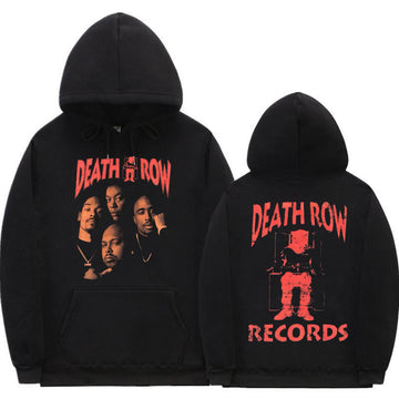 Death Row Records Double Sided Graphic Hoodie Rapper Tupac 2pac Streetwear Snoop Dogg Sweatshirt Men Women Hip Hop Style Hoodies