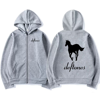 Deftones White Pony Zip Up Hoodie Hip Hop Rock Band Zipper Sweatshirt Harajuku Oversized Long Sleeve Hoodies Coats Streetwear