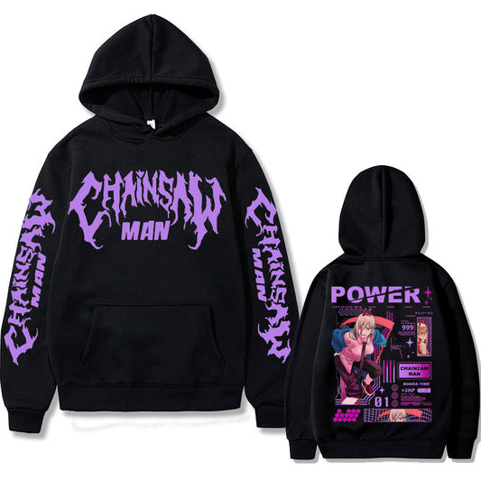 Anime Chainsaw Hoodies Power Double Sided Printed Hooded Sweatshirt Men Women Oversized Unisex Fashion Casual Tops