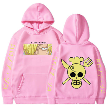 Anime Pattern Sanji Print Men Women Hoodie Harajuku Hooded Sweatshirts Oversized Hip Hop Loose Casual Vintage Pullover Unisex