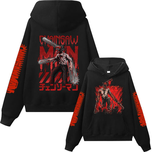 Anime Chainsaw Man Hoodie Denji Print Harajuku Hip Hop Man Woman Streetwear